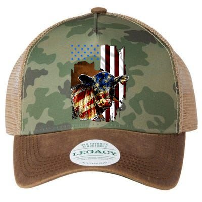 Cow American Flag Heifer Us 4th Of July Farm Cattle Usa Gift Legacy Tie Dye Trucker Hat