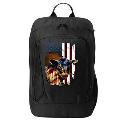 Cow American Flag Heifer Us 4th Of July Farm Cattle Usa Gift City Backpack