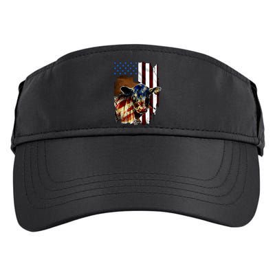 Cow American Flag Heifer Us 4th Of July Farm Cattle Usa Gift Adult Drive Performance Visor