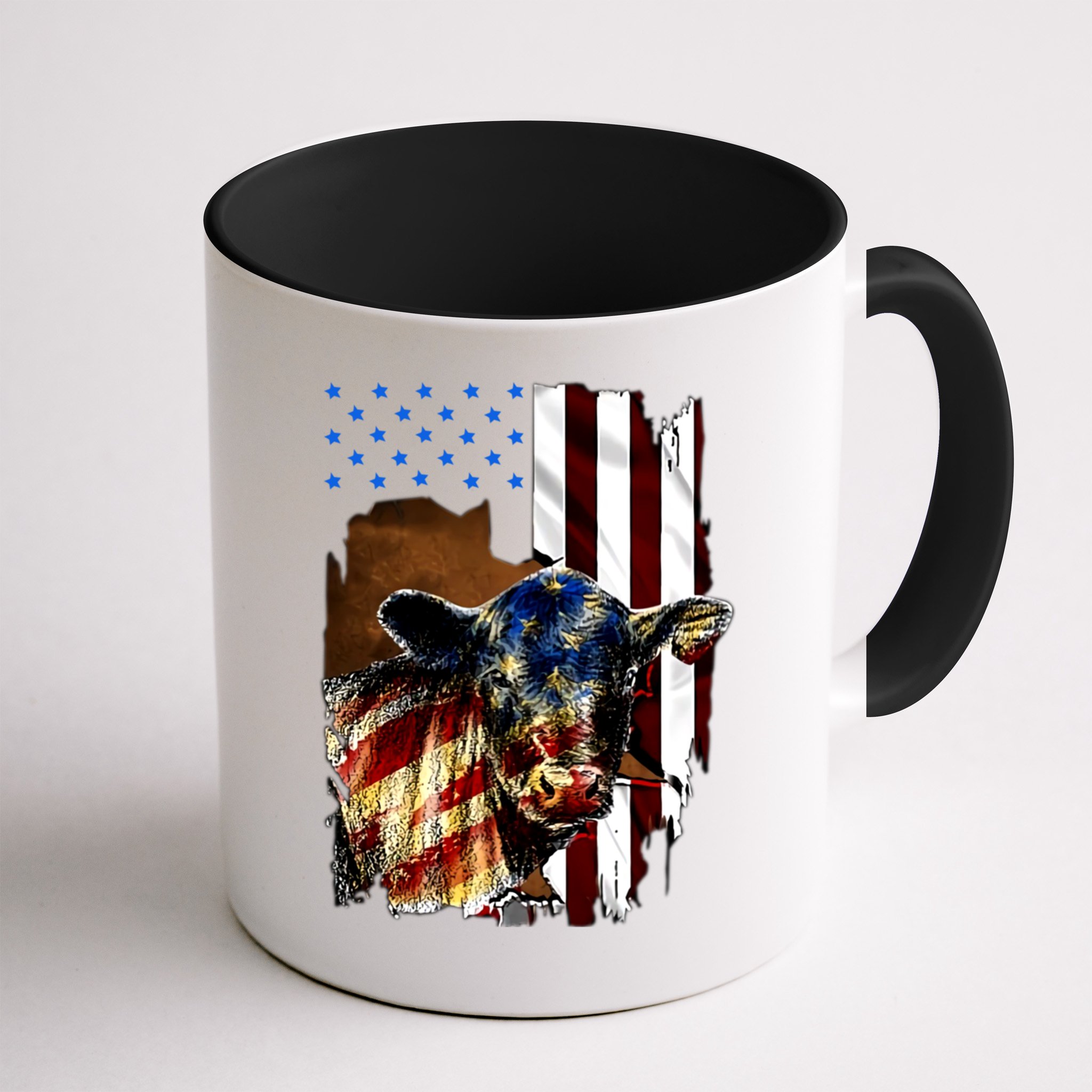 Cow American Flag Heifer Us 4th Of July Farm Cattle Usa Gift Mug