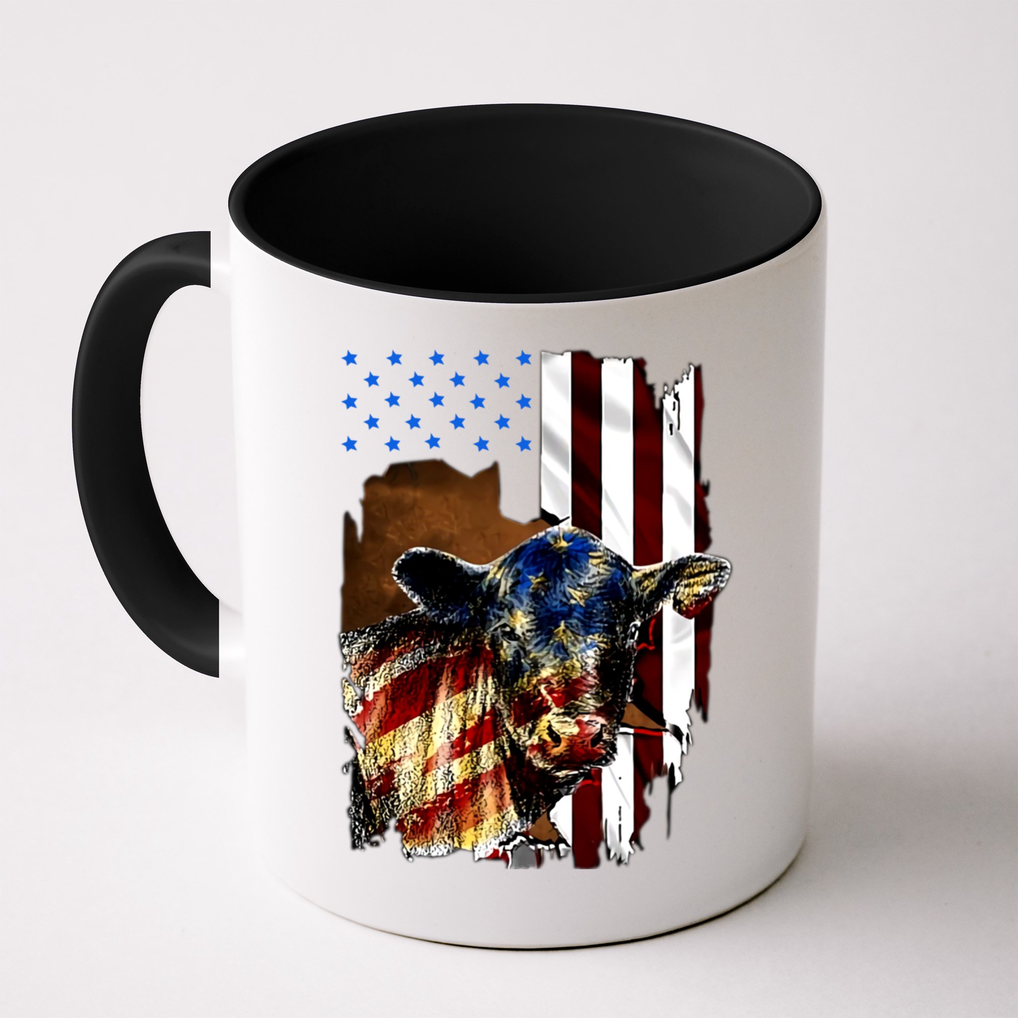 Cow American Flag Heifer Us 4th Of July Farm Cattle Usa Gift Mug