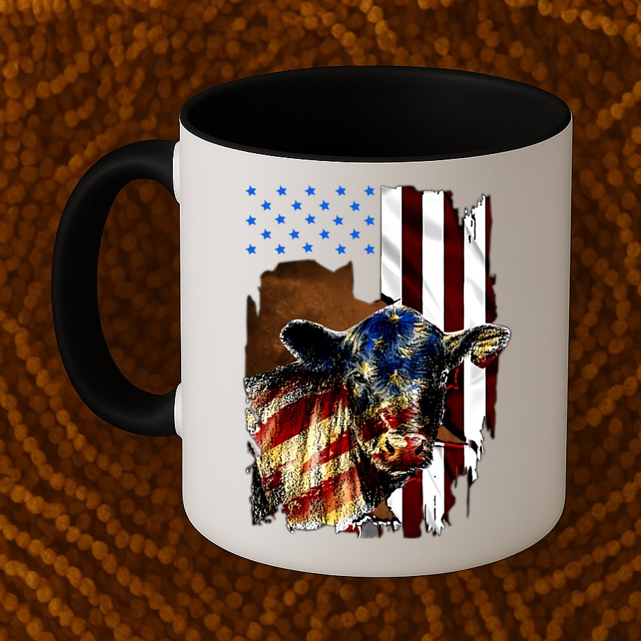 Cow American Flag Heifer Us 4th Of July Farm Cattle Usa Gift Mug