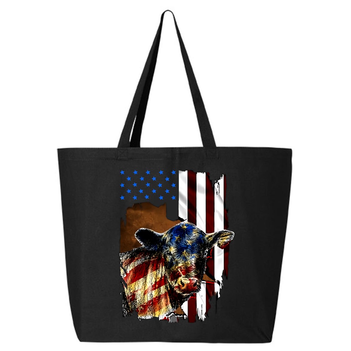 Cow American Flag Heifer Us 4th Of July Farm Cattle Usa Gift 25L Jumbo Tote