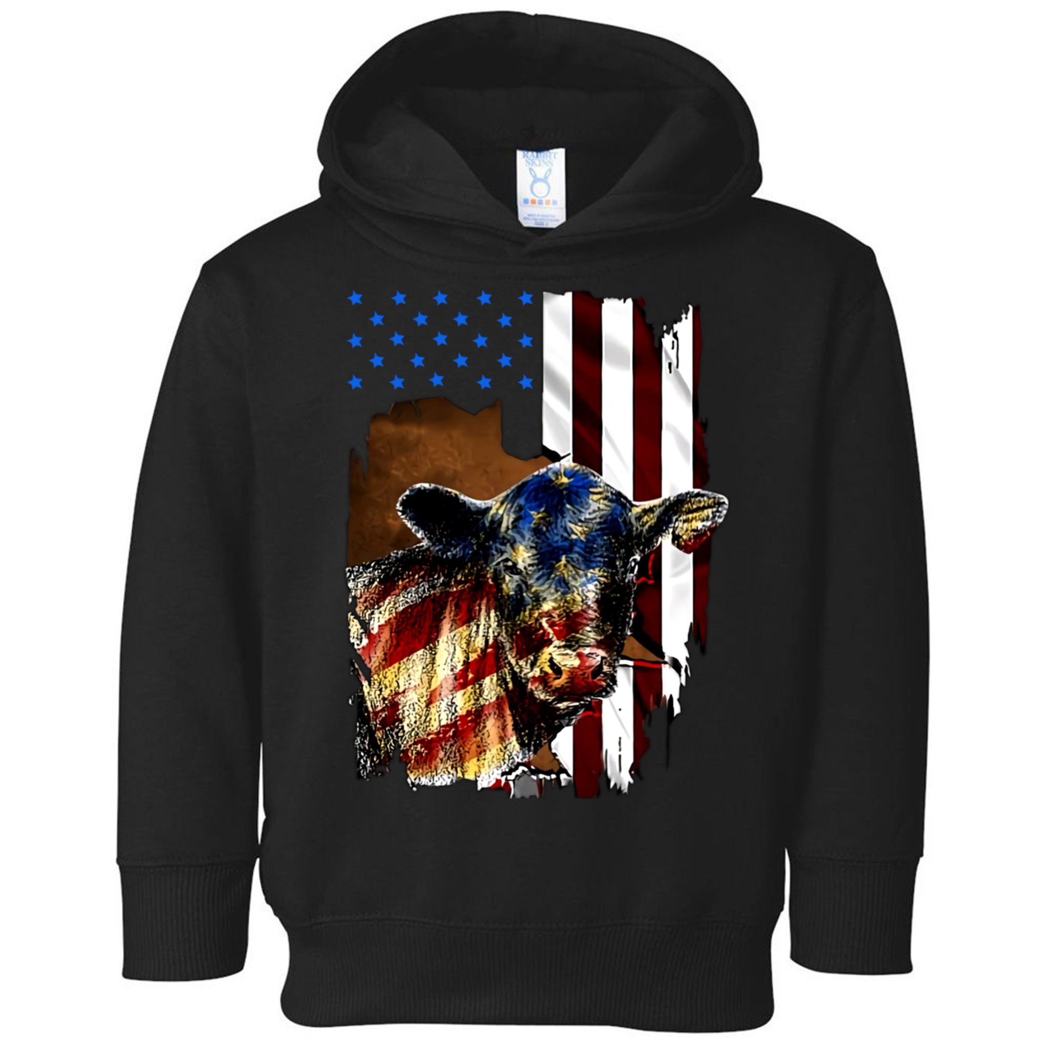 Cow American Flag Heifer Us 4th Of July Farm Cattle Usa Gift Toddler Hoodie