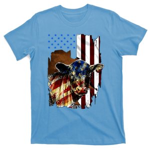 Cow American Flag Heifer Us 4th Of July Farm Cattle Usa Gift T-Shirt