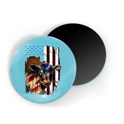 Cow American Flag Heifer Us 4th Of July Farm Cattle Usa Gift Magnet