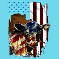 Cow American Flag Heifer Us 4th Of July Farm Cattle Usa Gift Premium T-Shirt