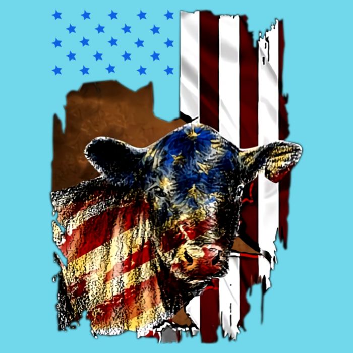 Cow American Flag Heifer Us 4th Of July Farm Cattle Usa Gift Premium T-Shirt
