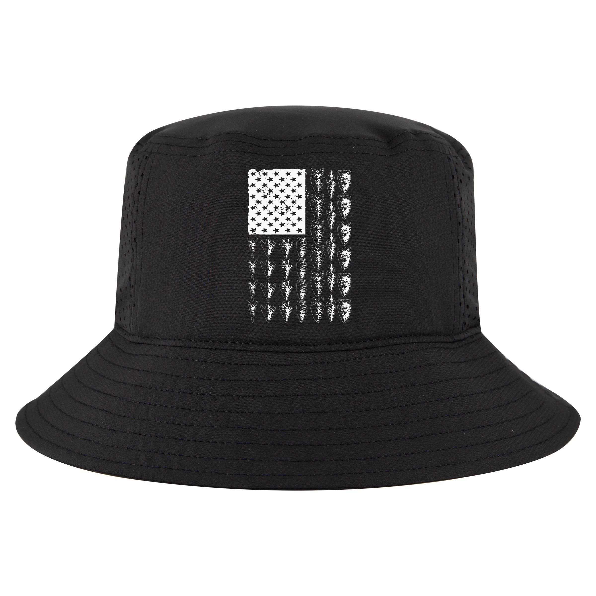 Cool Arrowhead For Men Women Bowhunt Arrow Hunting USA Flag Cool Comfort Performance Bucket Hat