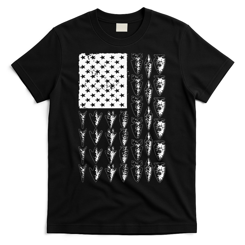 Cool Arrowhead For Men Women Bowhunt Arrow Hunting USA Flag T-Shirt