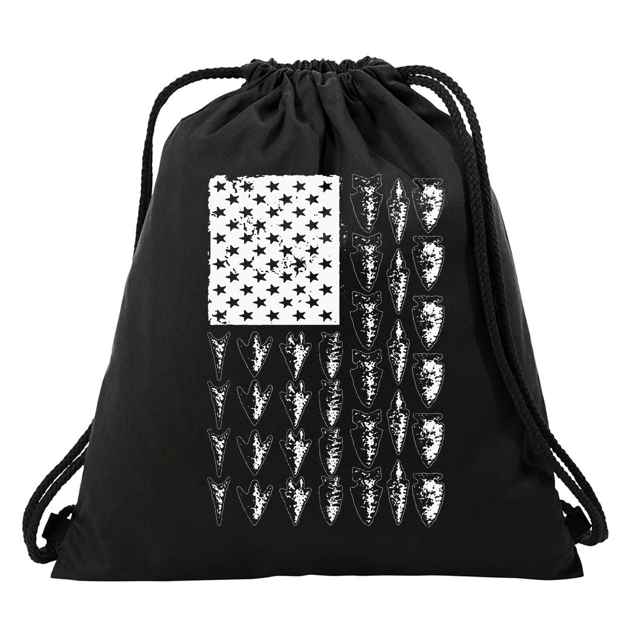 Cool Arrowhead For Men Women Bowhunt Arrow Hunting USA Flag Drawstring Bag
