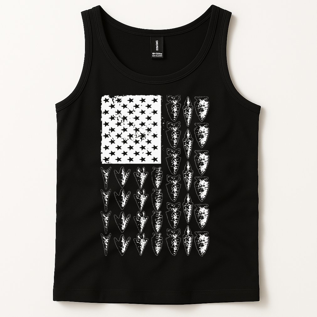 Cool Arrowhead For Men Women Bowhunt Arrow Hunting USA Flag Tank Top