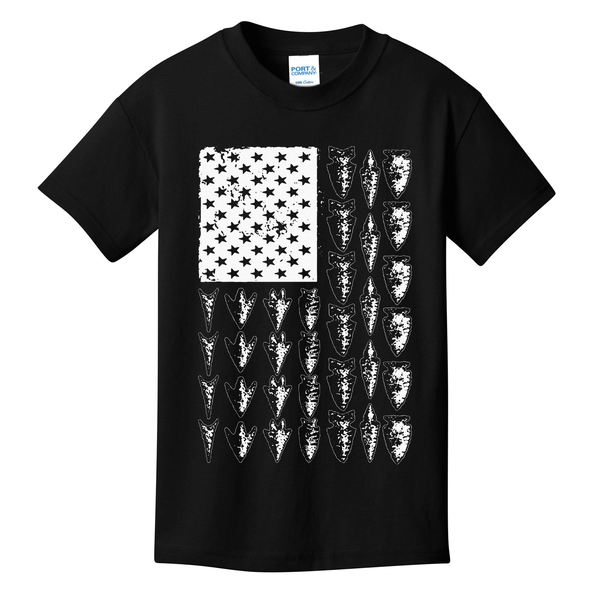 Cool Arrowhead For Men Women Bowhunt Arrow Hunting USA Flag Kids T-Shirt