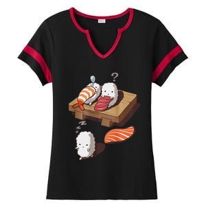 Cute And Funny Japanese Nigiri Sushi Sleepwalking Ladies Halftime Notch Neck Tee