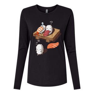 Cute And Funny Japanese Nigiri Sushi Sleepwalking Womens Cotton Relaxed Long Sleeve T-Shirt