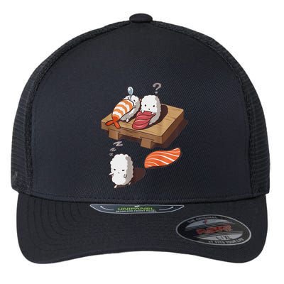 Cute And Funny Japanese Nigiri Sushi Sleepwalking Flexfit Unipanel Trucker Cap