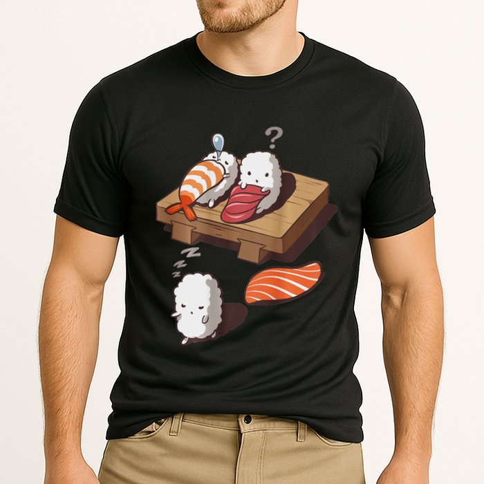 Cute And Funny Japanese Nigiri Sushi Sleepwalking Cooling Performance Crew T-Shirt