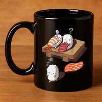 Cute And Funny Japanese Nigiri Sushi Sleepwalking 11oz C Handle Ceramic Mug