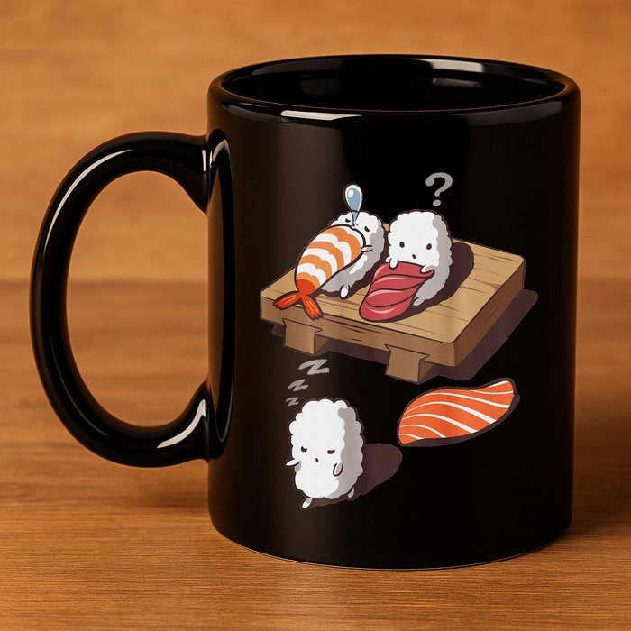 Cute And Funny Japanese Nigiri Sushi Sleepwalking 11oz C Handle Ceramic Mug