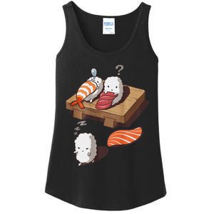 Cute And Funny Japanese Nigiri Sushi Sleepwalking Ladies Essential Tank