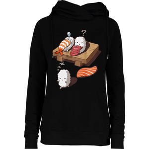 Cute And Funny Japanese Nigiri Sushi Sleepwalking Womens Funnel Neck Pullover Hood