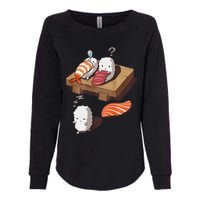 Cute And Funny Japanese Nigiri Sushi Sleepwalking Womens California Wash Sweatshirt