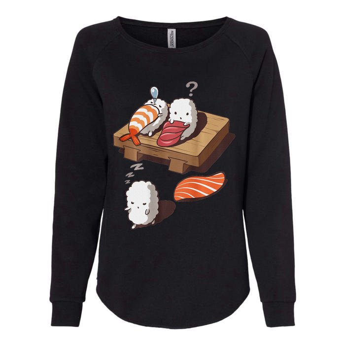 Cute And Funny Japanese Nigiri Sushi Sleepwalking Womens California Wash Sweatshirt