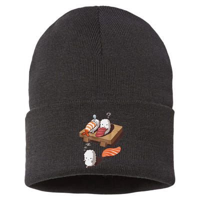 Cute And Funny Japanese Nigiri Sushi Sleepwalking Sustainable Knit Beanie