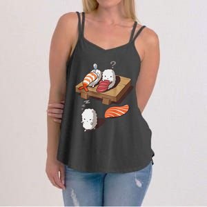 Cute And Funny Japanese Nigiri Sushi Sleepwalking Women's Strappy Tank