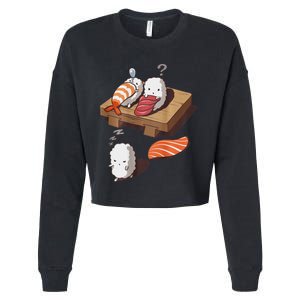 Cute And Funny Japanese Nigiri Sushi Sleepwalking Cropped Pullover Crew