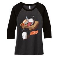 Cute And Funny Japanese Nigiri Sushi Sleepwalking Women's Tri-Blend 3/4-Sleeve Raglan Shirt