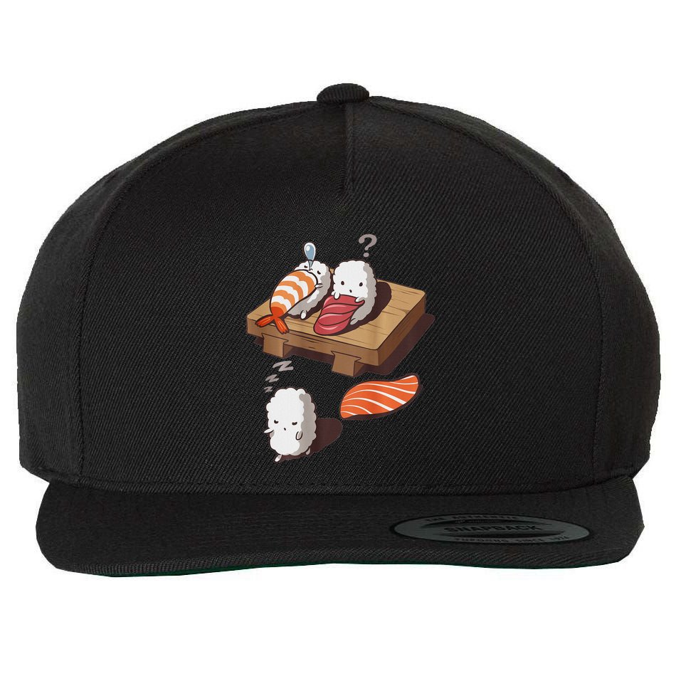 Cute And Funny Japanese Nigiri Sushi Sleepwalking Wool Snapback Cap