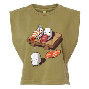 Cute And Funny Japanese Nigiri Sushi Sleepwalking Garment-Dyed Women's Muscle Tee