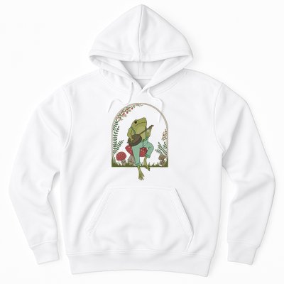 Cottagecore Aesthetic Frog Playing Banjo On Mushroom Cute Gift Hoodie