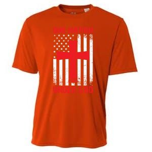 Christian American Flag One Nation Under God Funny Gift Cooling Performance Crew T-Shirt