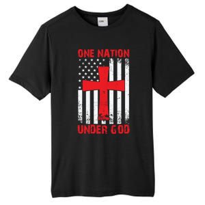 Christian American Flag One Nation Under God Funny Gift Tall Fusion ChromaSoft Performance T-Shirt