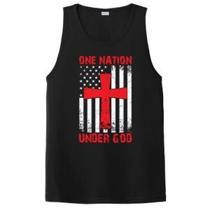 Christian American Flag One Nation Under God Funny Gift PosiCharge Competitor Tank