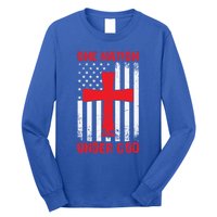 Christian American Flag One Nation Under God Funny Gift Long Sleeve Shirt