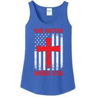 Christian American Flag One Nation Under God Funny Gift Ladies Essential Tank