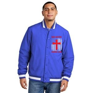 Christian American Flag One Nation Under God Funny Gift Insulated Varsity Jacket