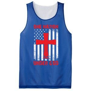 Christian American Flag One Nation Under God Funny Gift Mesh Reversible Basketball Jersey Tank