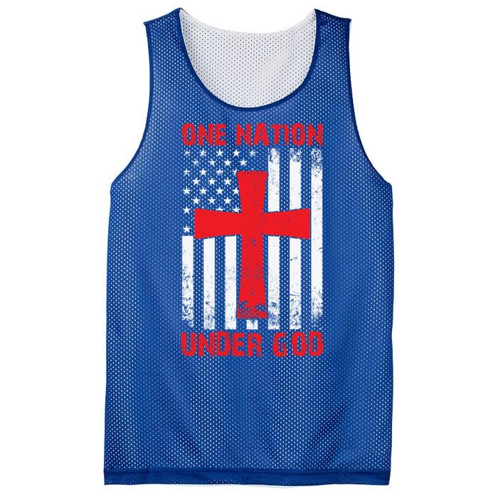 Christian American Flag One Nation Under God Funny Gift Mesh Reversible Basketball Jersey Tank