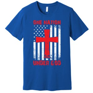 Christian American Flag One Nation Under God Funny Gift Premium T-Shirt