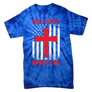 Christian American Flag One Nation Under God Funny Gift Tie-Dye T-Shirt