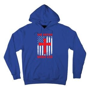 Christian American Flag One Nation Under God Funny Gift Tall Hoodie