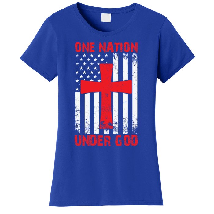 Christian American Flag One Nation Under God Funny Gift Women's T-Shirt