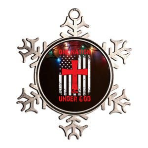 Christian American Flag One Nation Under God Funny Gift Metallic Star Ornament