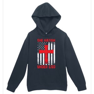 Christian American Flag One Nation Under God Funny Gift Urban Pullover Hoodie