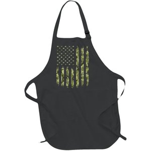 Camo American Flag Desert Green Camouflage Tactical Military Full-Length Apron With Pockets