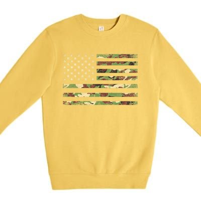 Camo American Flag Usa Military Tactical Camouflage Desert Premium Crewneck Sweatshirt